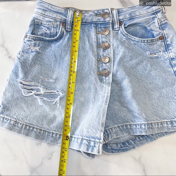 AE denim ripped distressed jean mom comfort stretch band skort - Picture 8 of 16